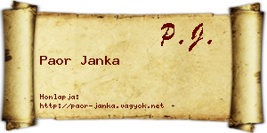 Paor Janka névjegykártya